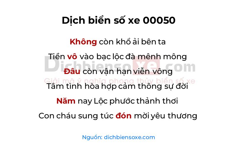 Dịch thơ biển số 00050