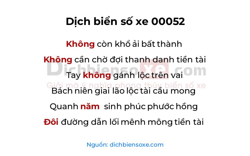 Dịch thơ biển số 00052