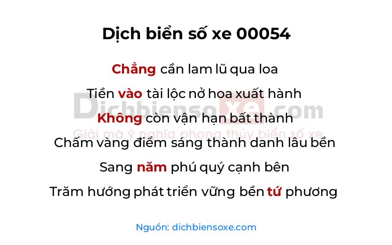 Dịch thơ biển số 00054