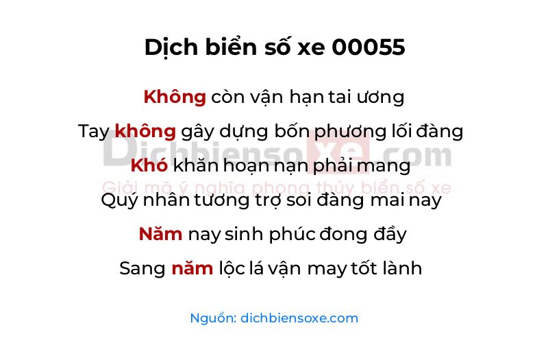 Dịch thơ biển số 00055