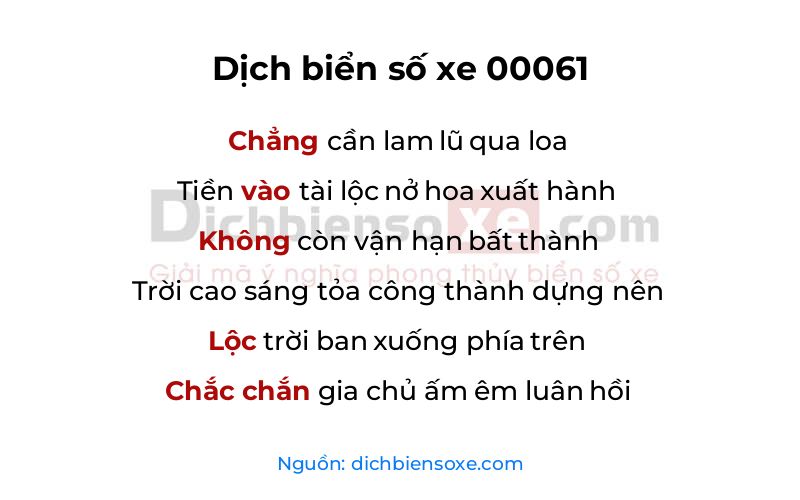 Dịch thơ biển số 00061