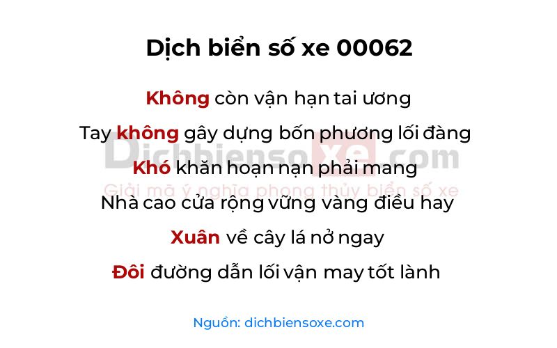 Dịch thơ biển số 00062