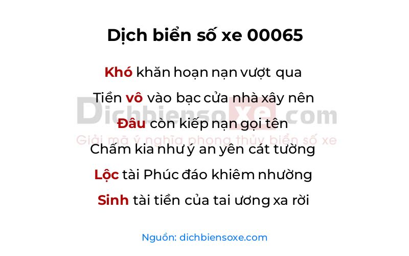 Dịch thơ biển số 00065