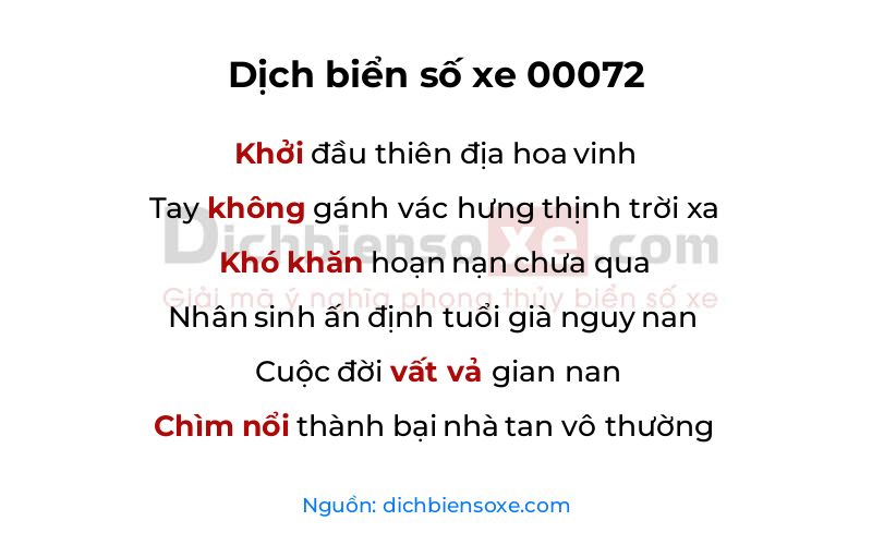 Dịch thơ biển số 00072