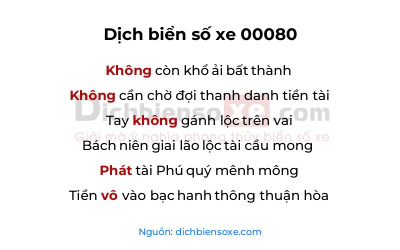 Dịch thơ biển số 00080