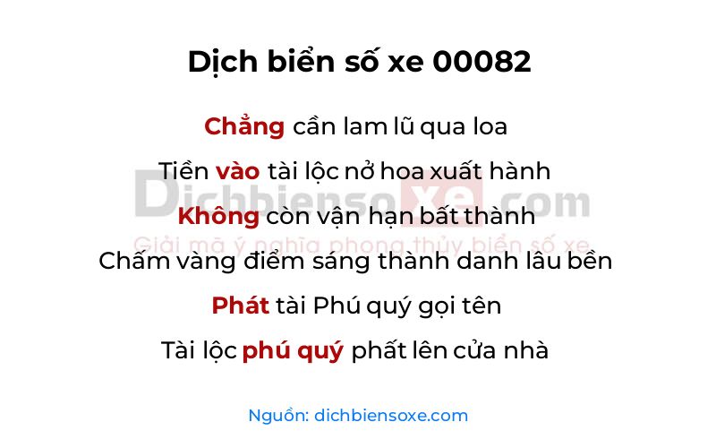 Dịch thơ biển số 00082