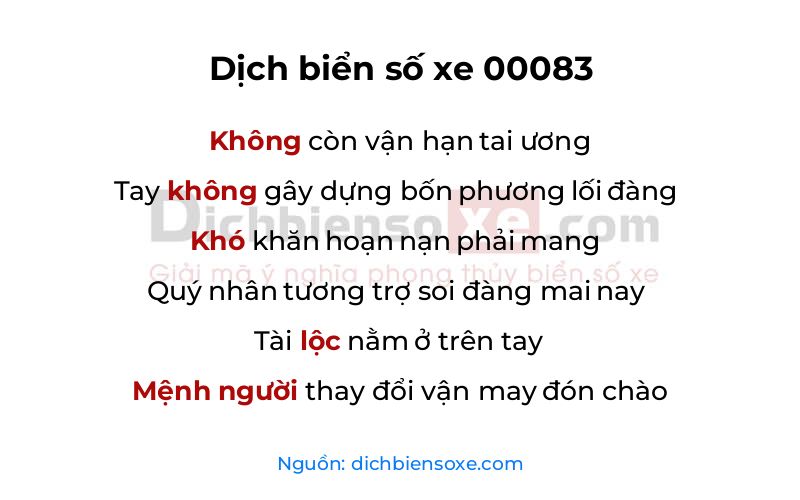 Dịch thơ biển số 00083