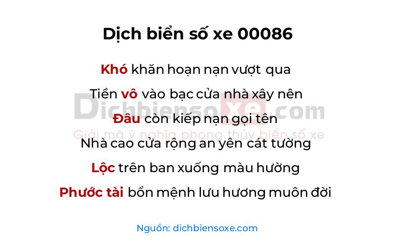 Dịch thơ biển số 00086