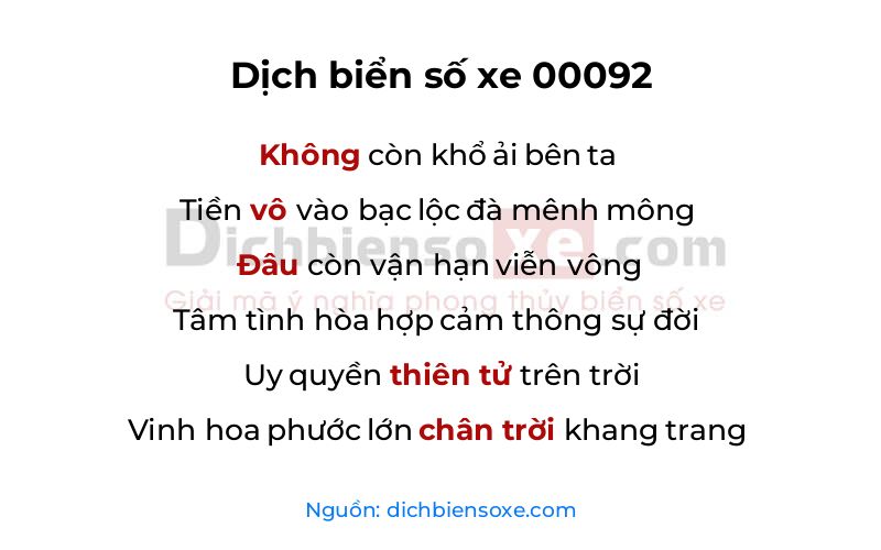 Dịch thơ biển số 00092