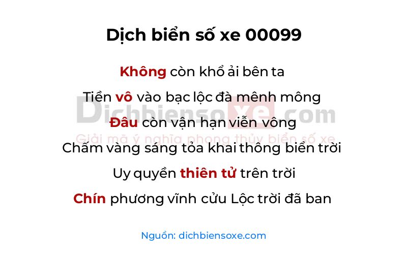 Dịch thơ biển số 00099