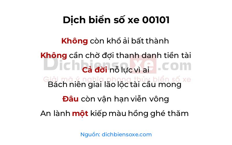 Dịch thơ biển số 00101