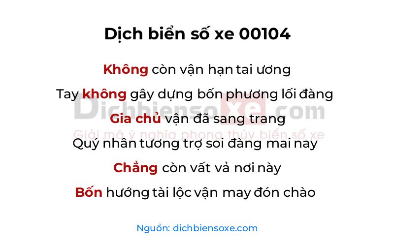 Dịch thơ biển số 00104