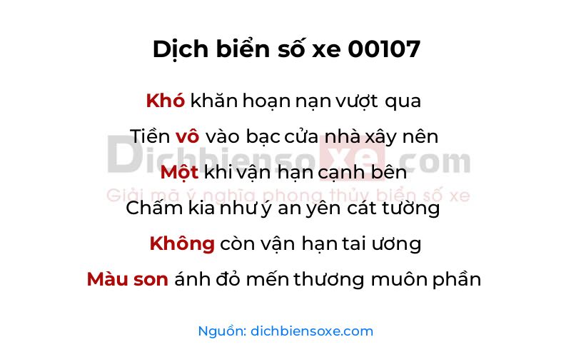 Dịch thơ biển số 00107