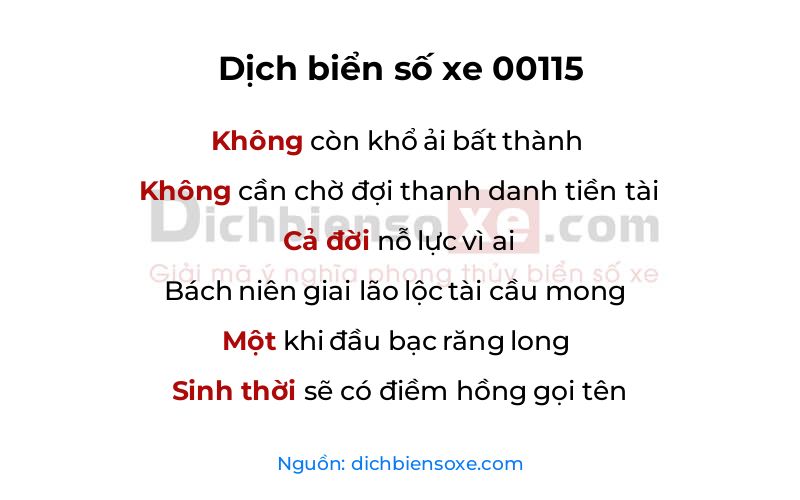 Dịch thơ biển số 00115