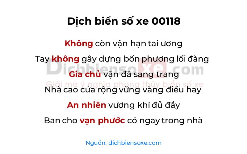 Dịch thơ biển số 00118