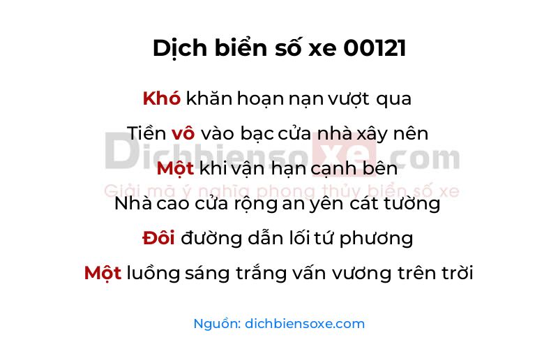 Dịch thơ biển số 00121