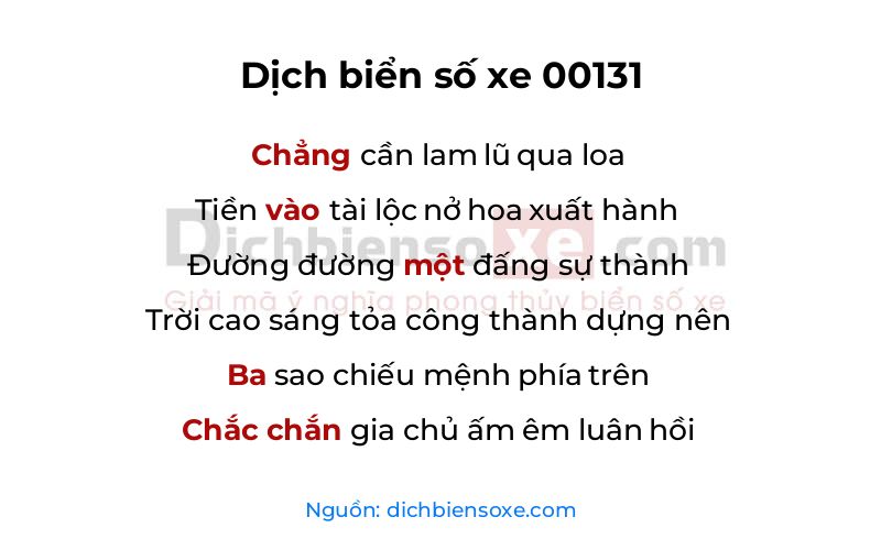 Dịch thơ biển số 00131