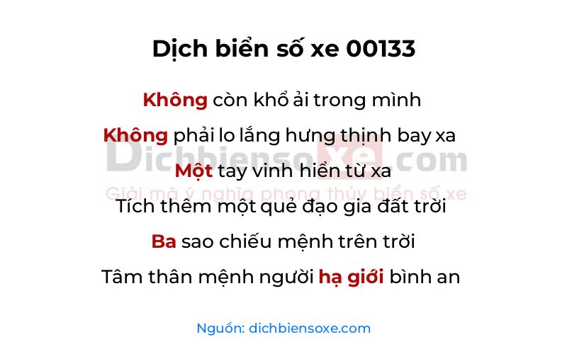 Dịch thơ biển số 00133