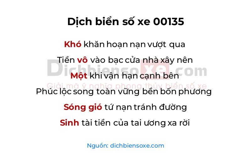 Dịch thơ biển số 00135