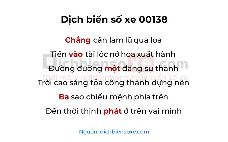 Dịch thơ biển số 00138