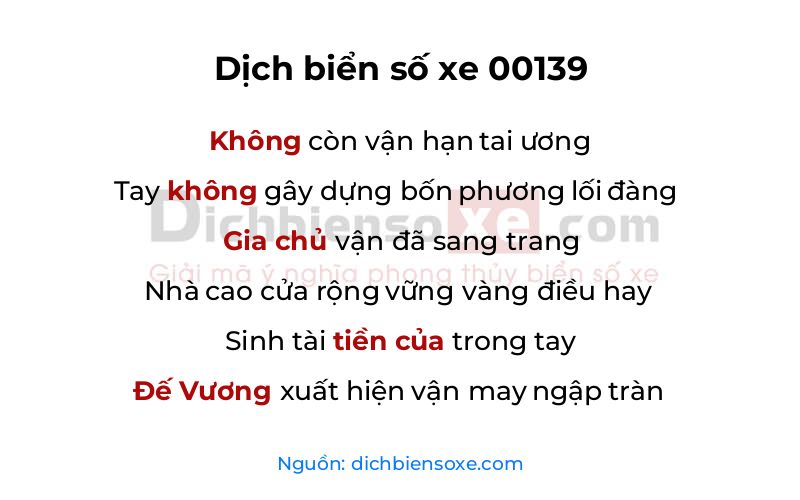 Dịch thơ biển số 00139