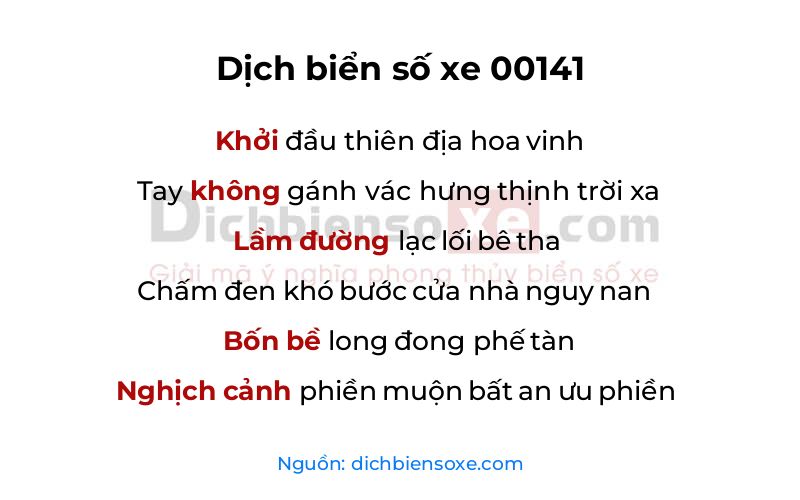 Dịch thơ biển số 00141