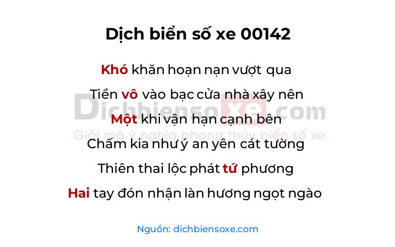 Dịch thơ biển số 00142