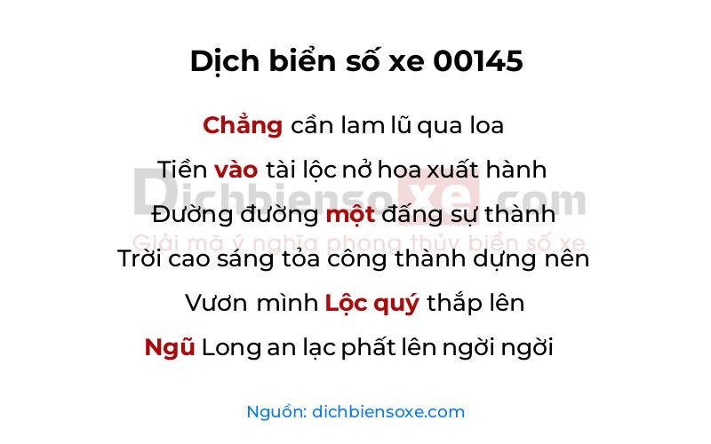 Dịch thơ biển số 00145