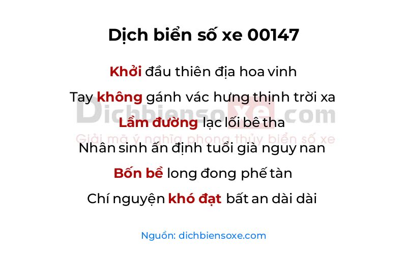 Dịch thơ biển số 00147