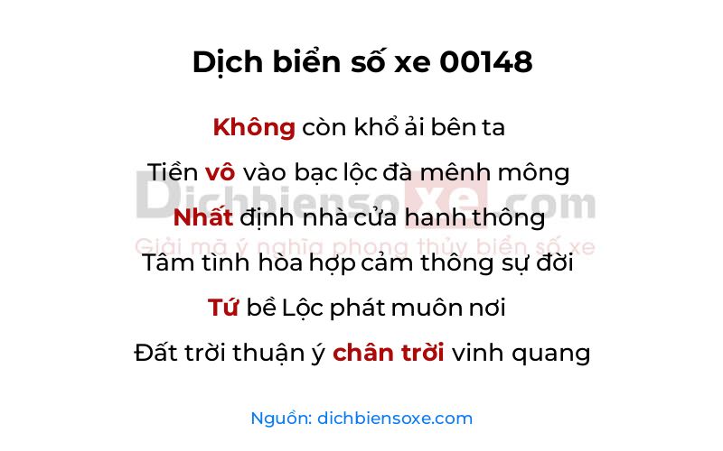 Dịch thơ biển số 00148