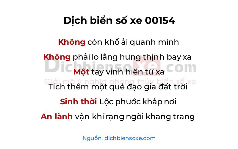Dịch thơ biển số 00154