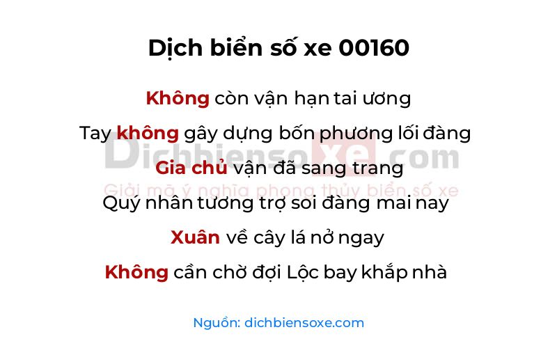 Dịch thơ biển số 00160