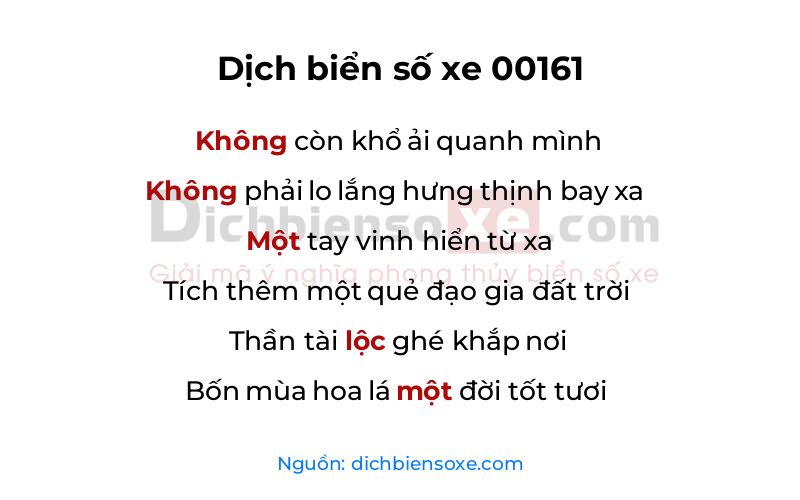 Dịch thơ biển số 00161