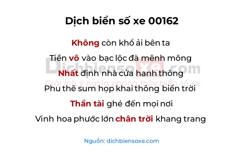 Dịch thơ biển số 00162