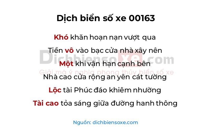 Dịch thơ biển số 00163