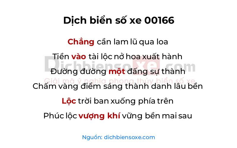 Dịch thơ biển số 00166