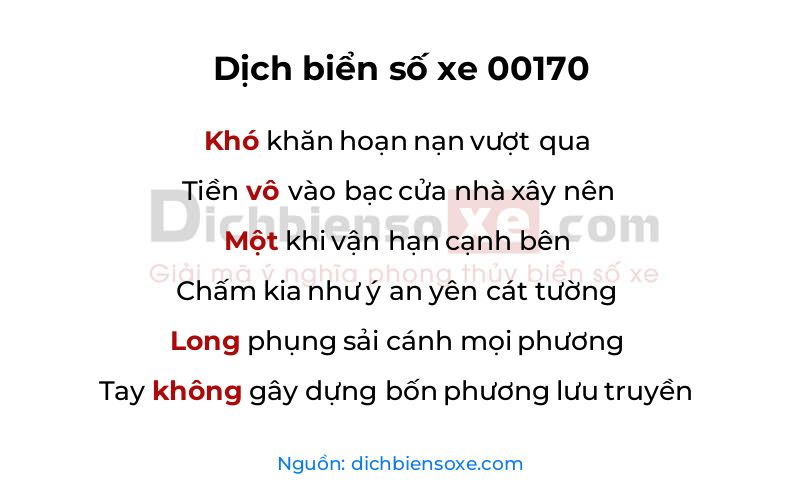 Dịch thơ biển số 00170