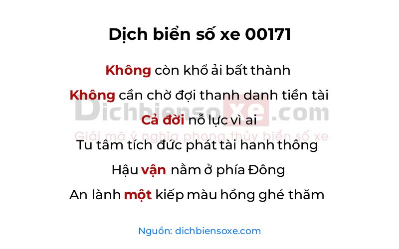 Dịch thơ biển số 00171