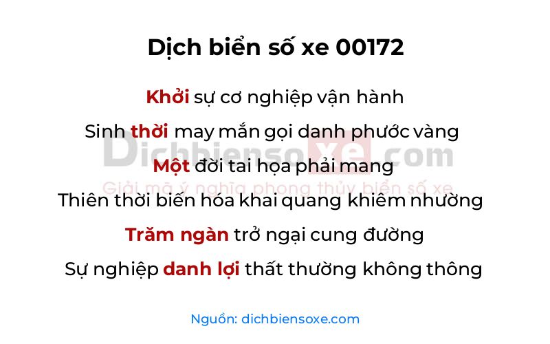 Dịch thơ biển số 00172