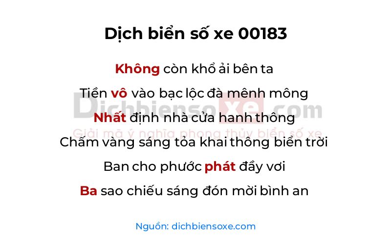 Dịch thơ biển số 00183