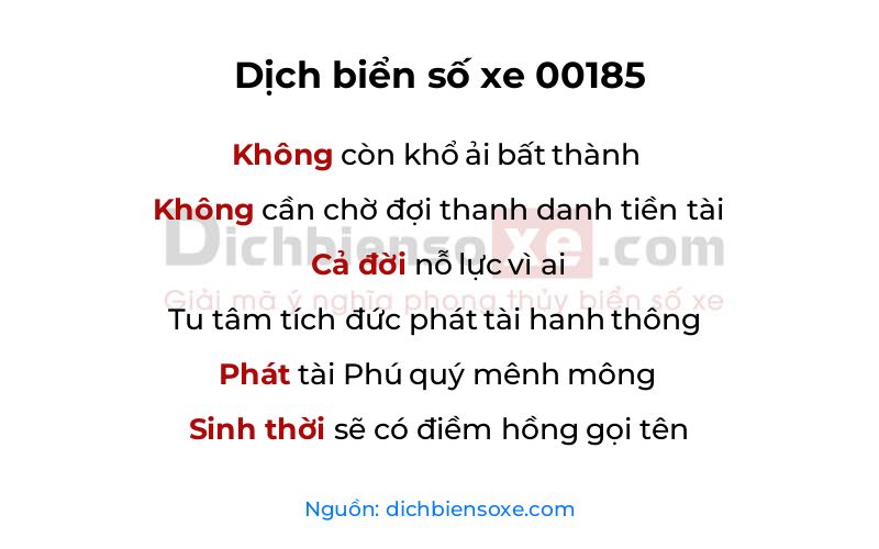 Dịch thơ biển số 00185