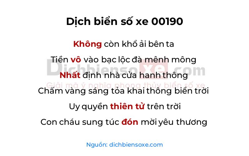 Dịch thơ biển số 00190