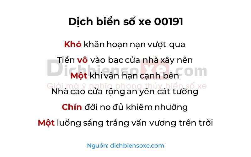 Dịch thơ biển số 00191