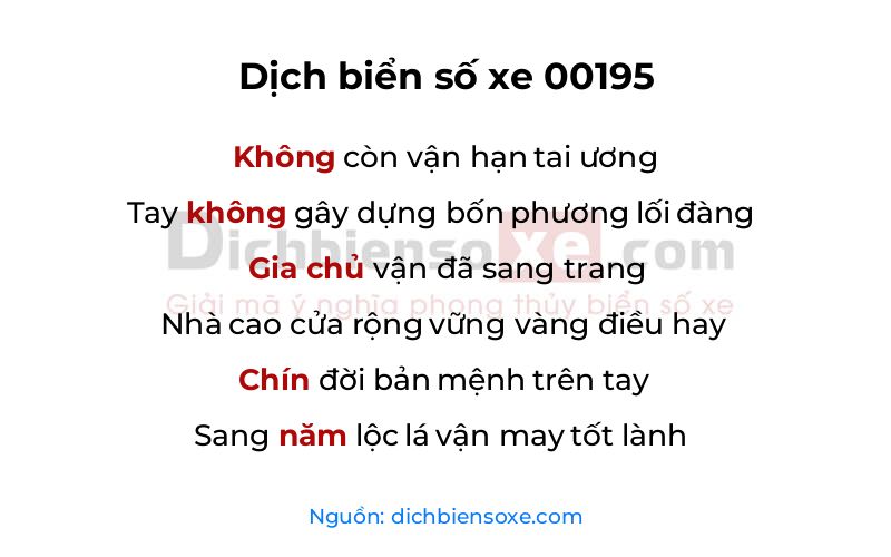 Dịch thơ biển số 00195