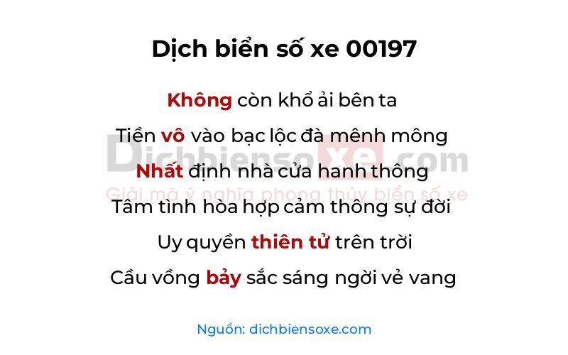 Dịch thơ biển số 00197