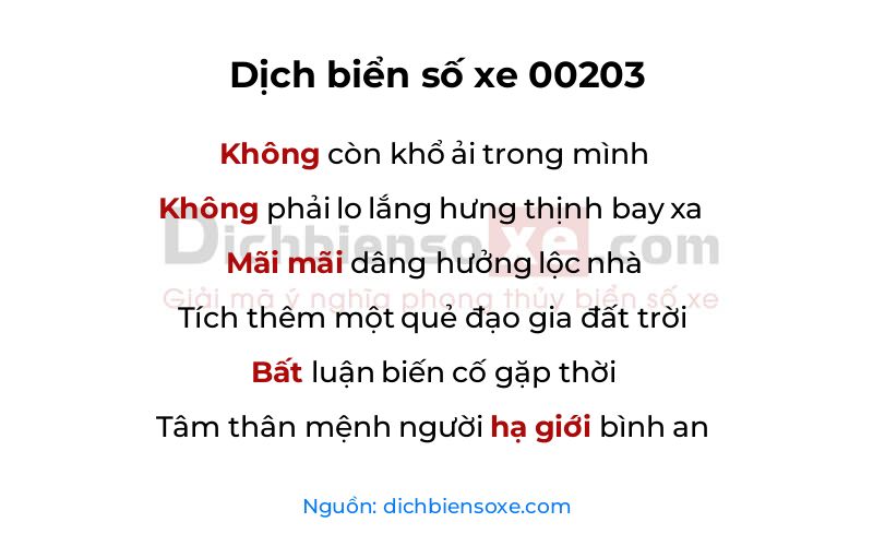 Dịch thơ biển số 00203