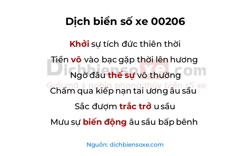 Dịch thơ biển số 00206
