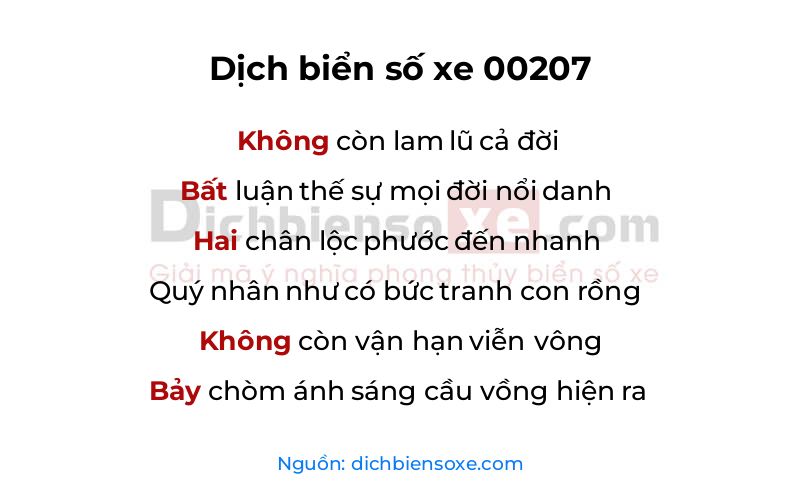 Dịch thơ biển số 00207
