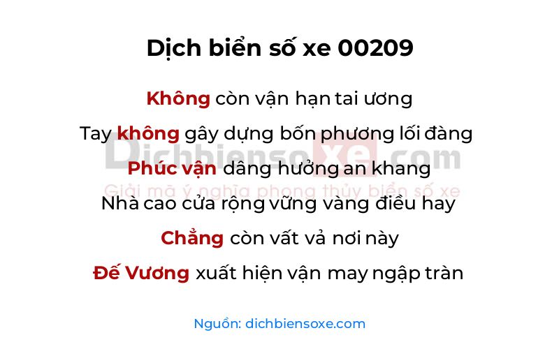 Dịch thơ biển số 00209