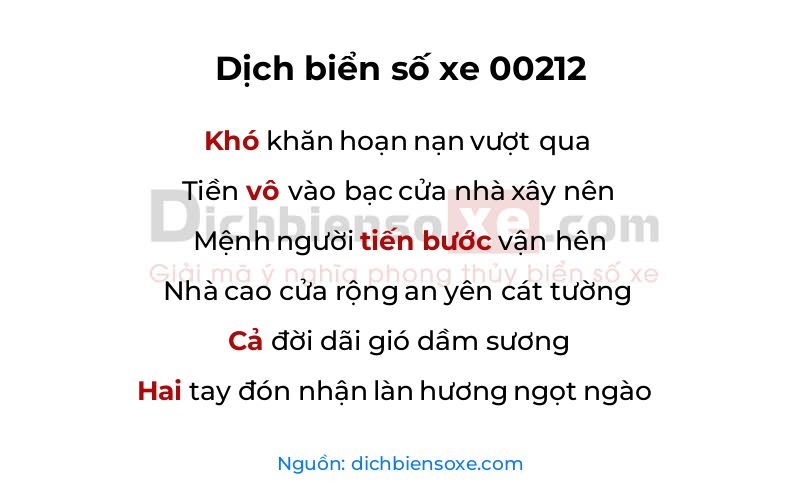 Dịch thơ biển số 00212